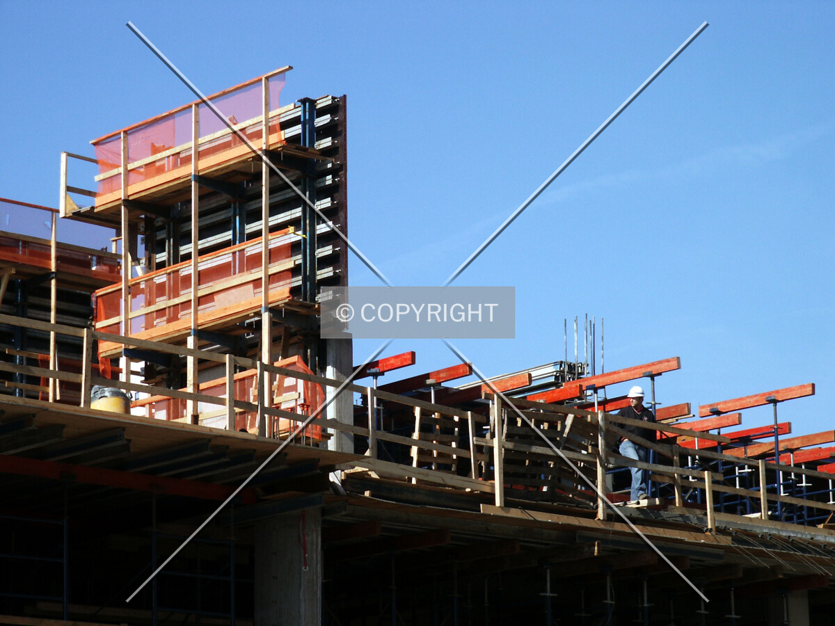 Shear wall and scaffolding on the 3rd floor