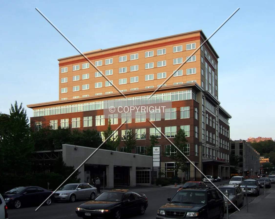 View from the southwest along Seneca Street