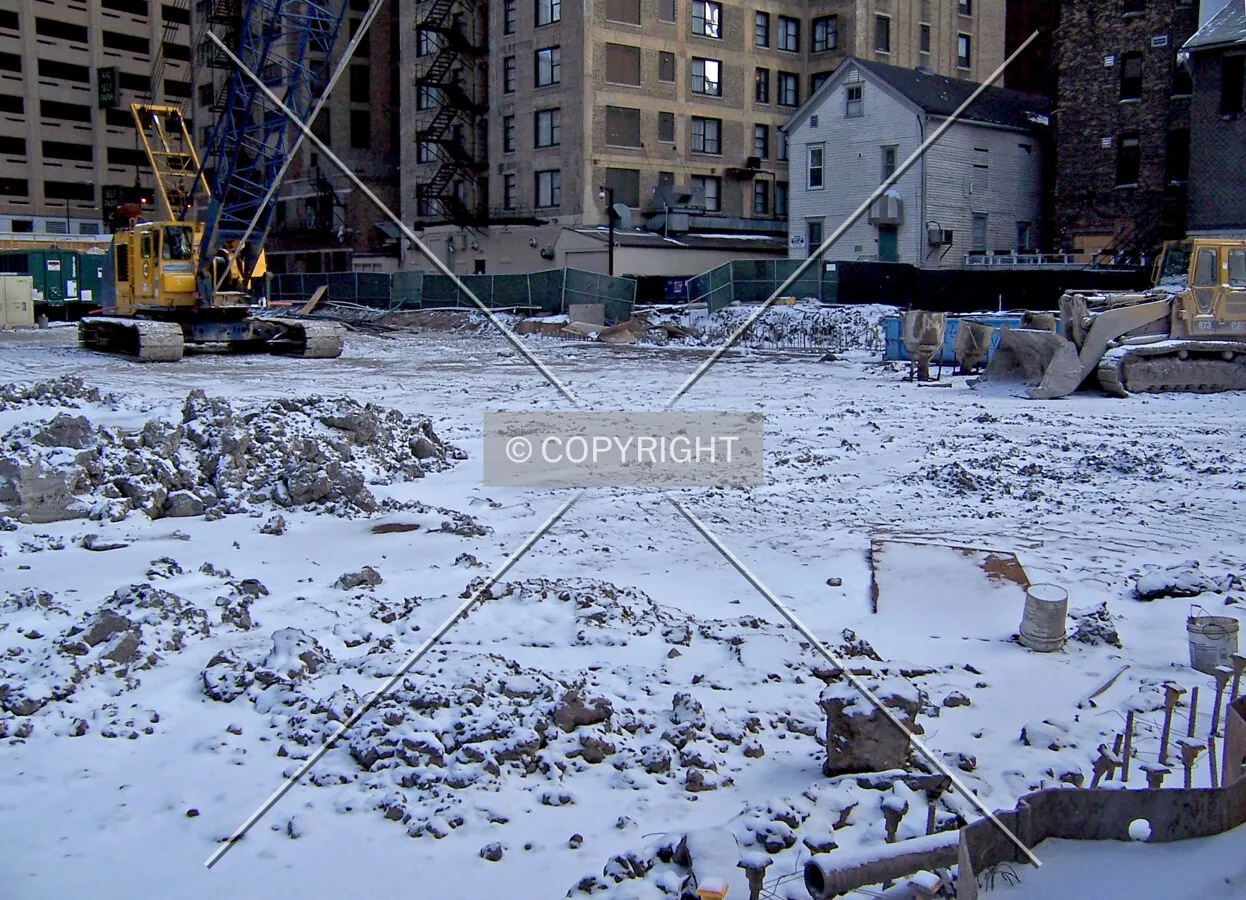 Looking southeast into the site from State Street