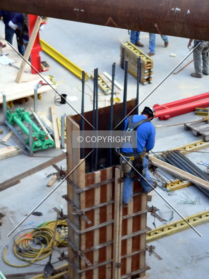 Working on rebar in formwork