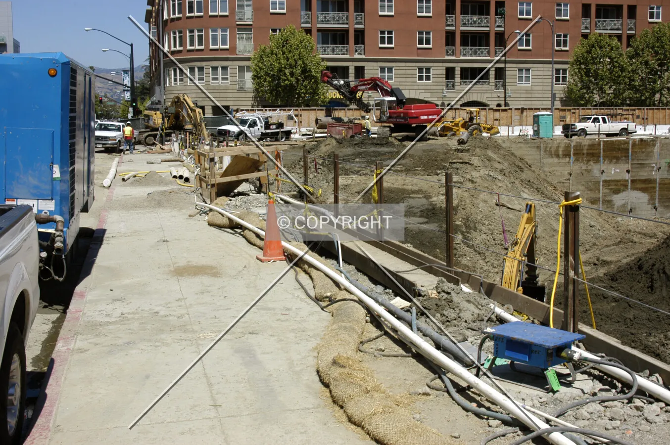 Looking east along the north side of the site, above the excavation pit