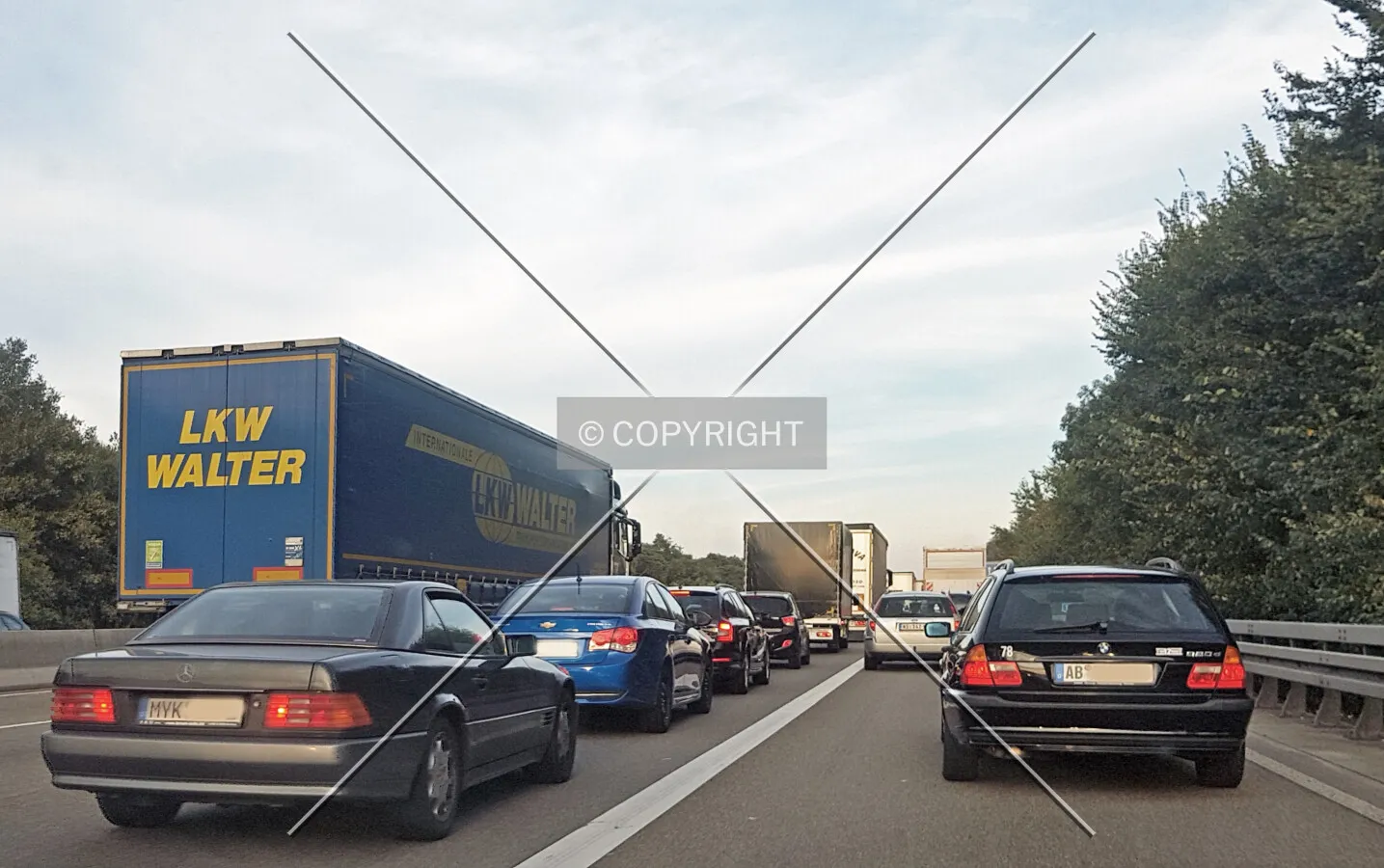 Traffic jam on the A3 highway