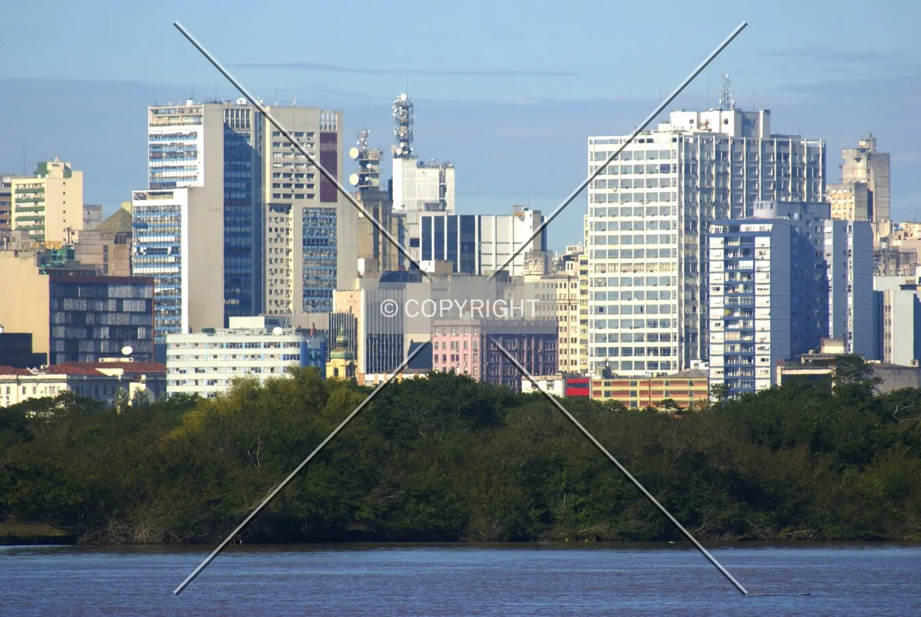 Downtown skyline seen from Lake Guaíba