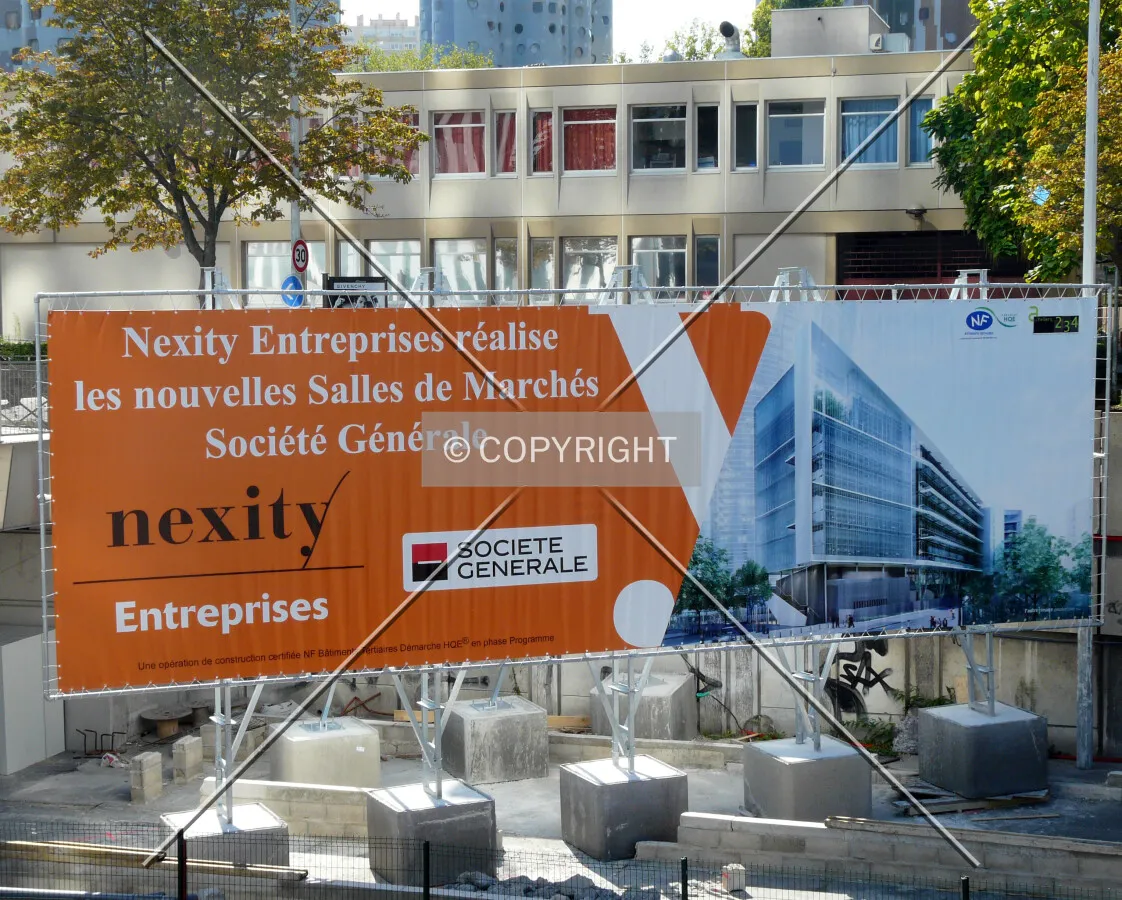 Advertising board near the construction site