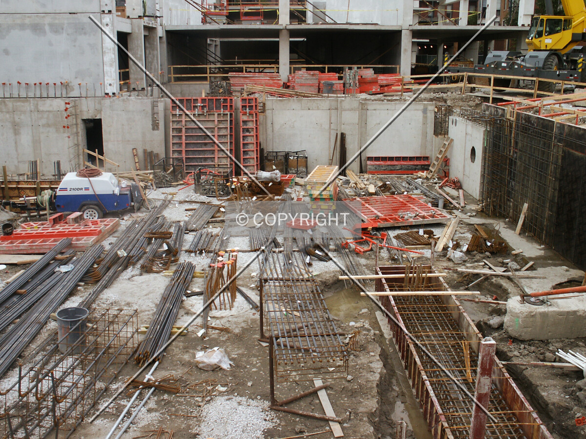 Looking east over the basement pit