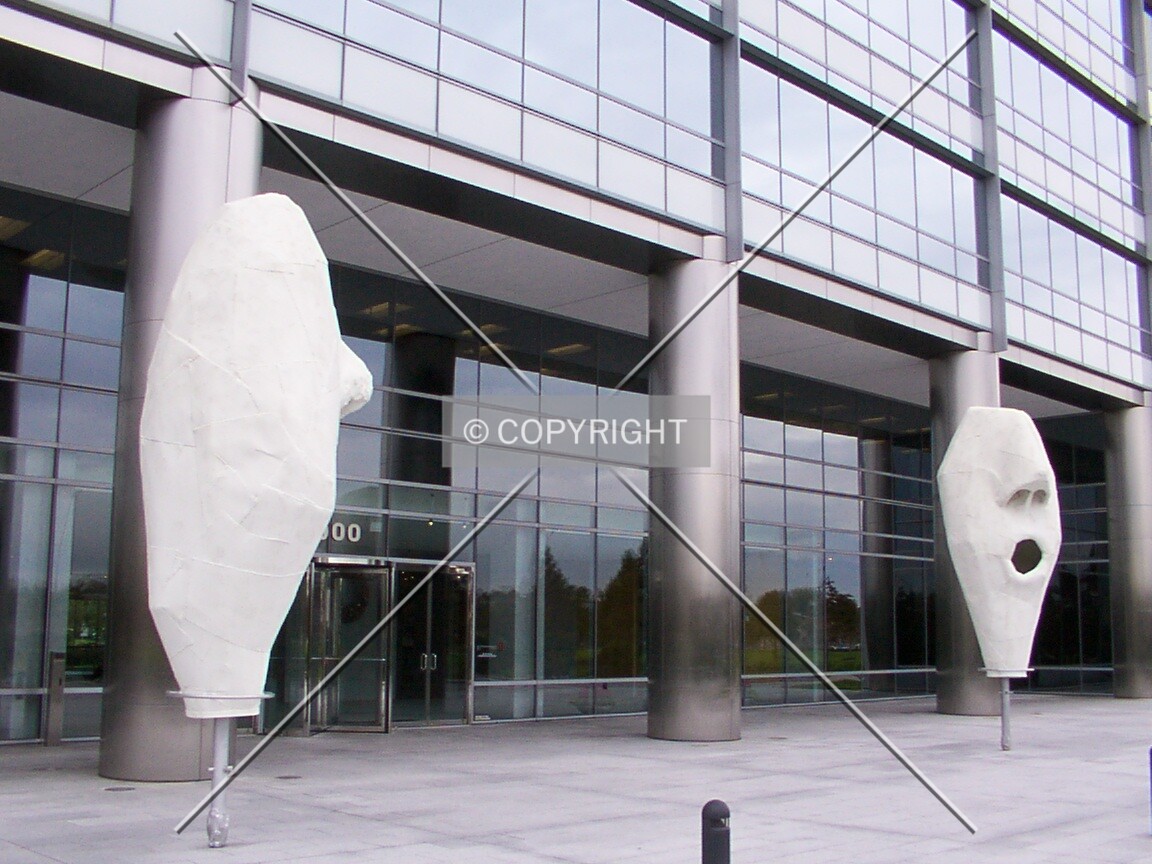 Sculpture in front of entrance