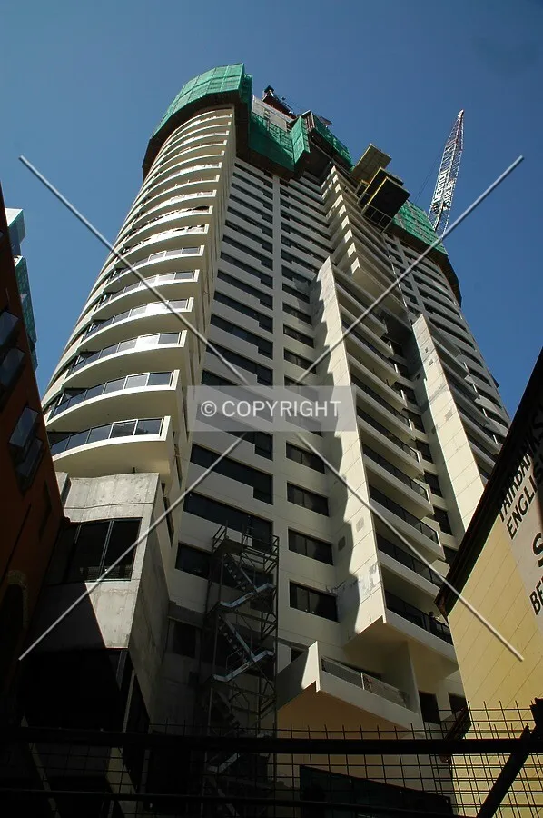Looking up the northeast corner