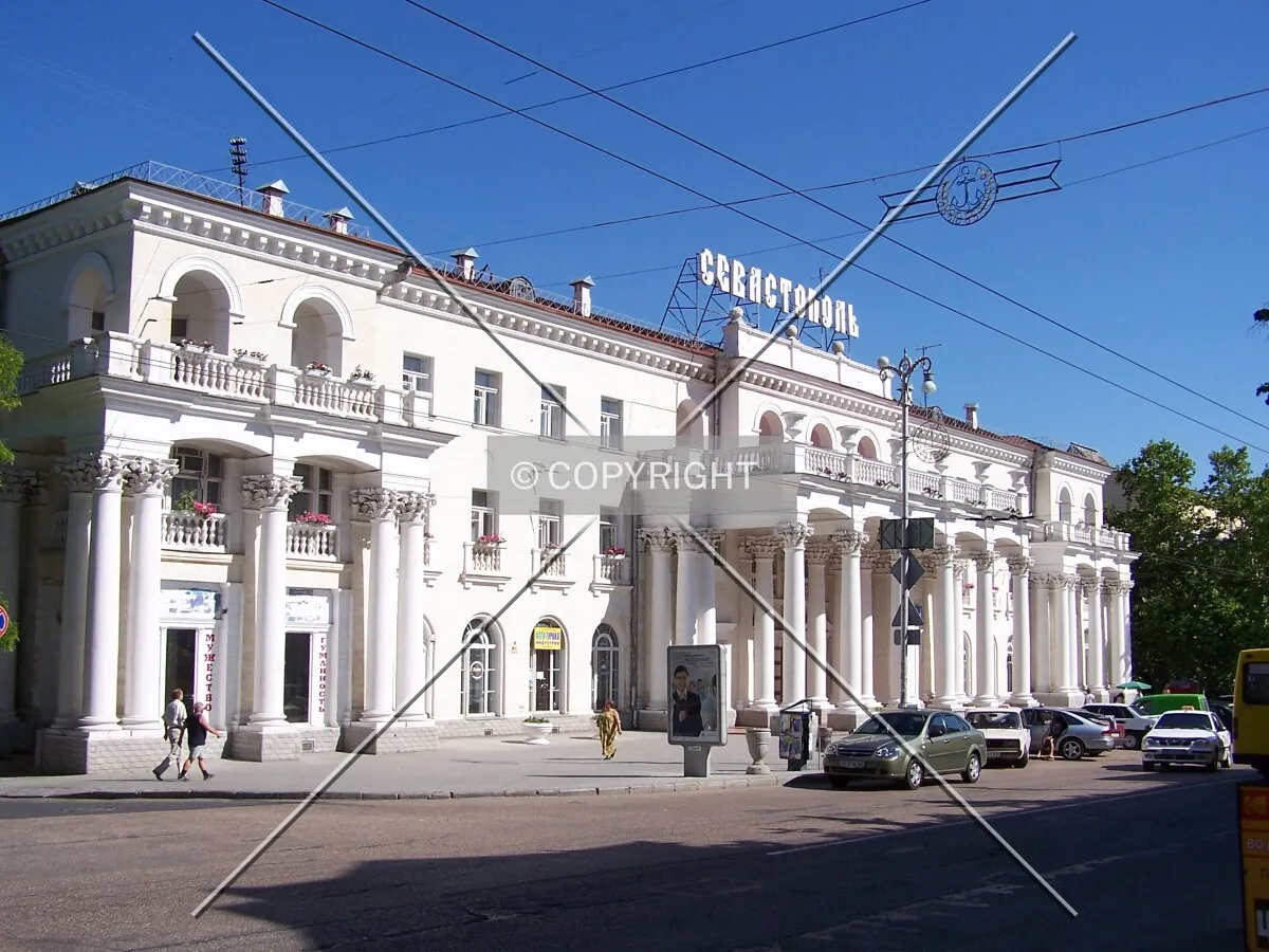 Typical white building in Nakhimova street
