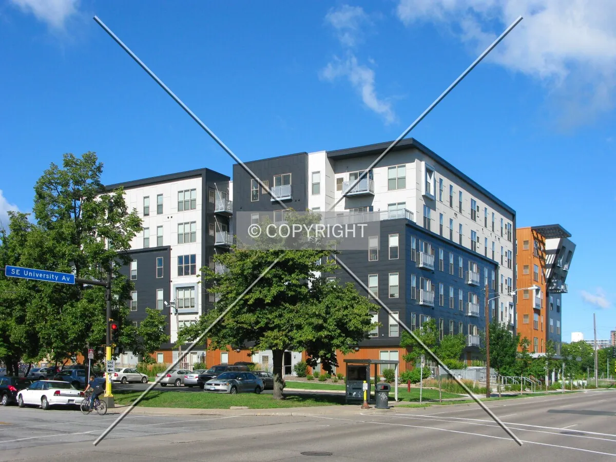 View to the west across 11th Avenue & University Avenue SE