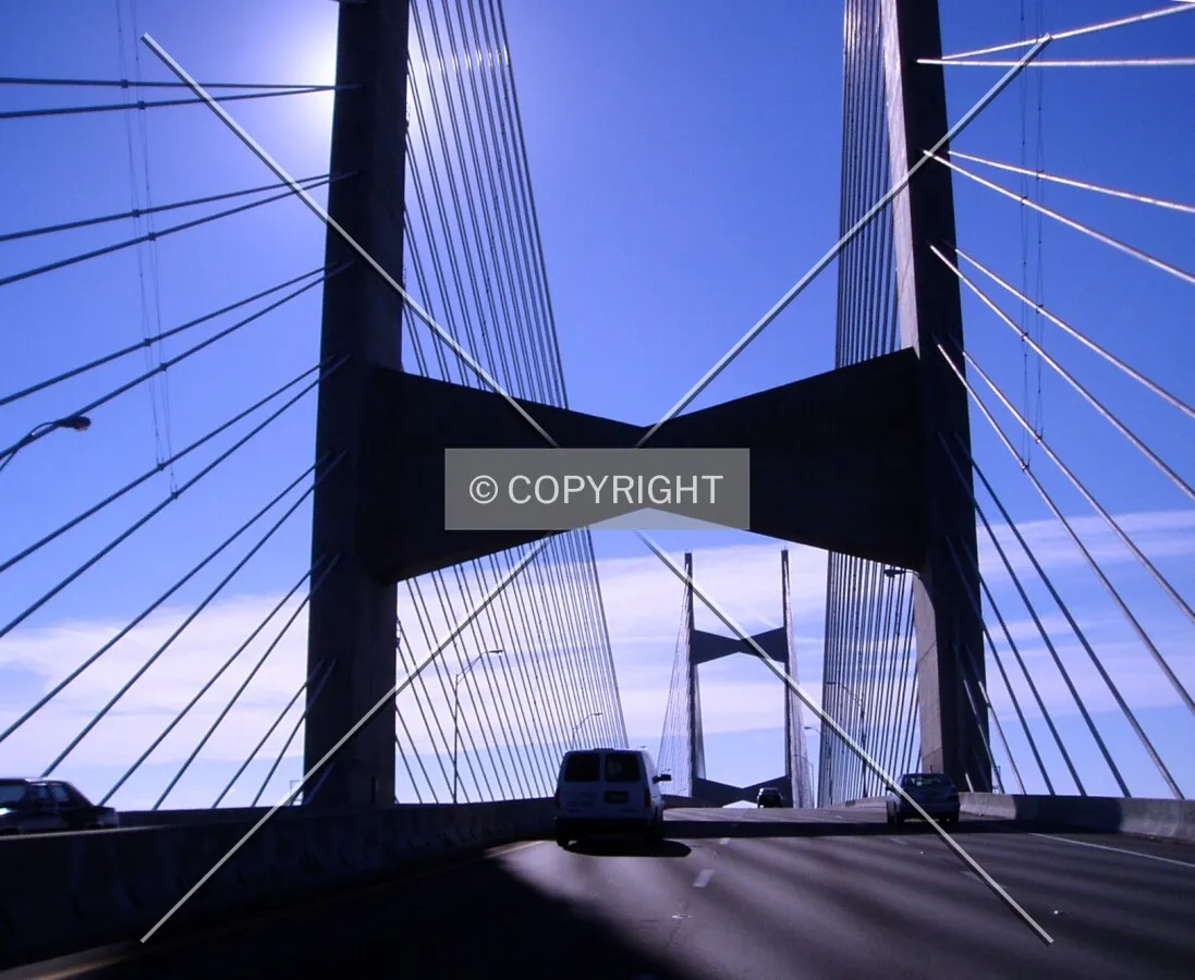 Heading south on the Dames Point Bridge, a cable stay bridge over the St. John's River east of downtown