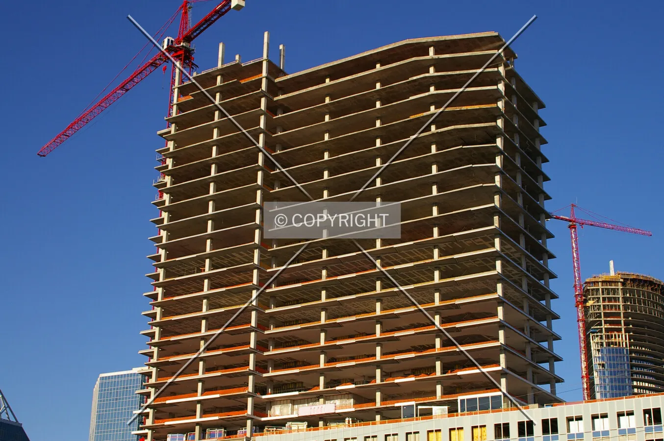 Looking north at the upper floors