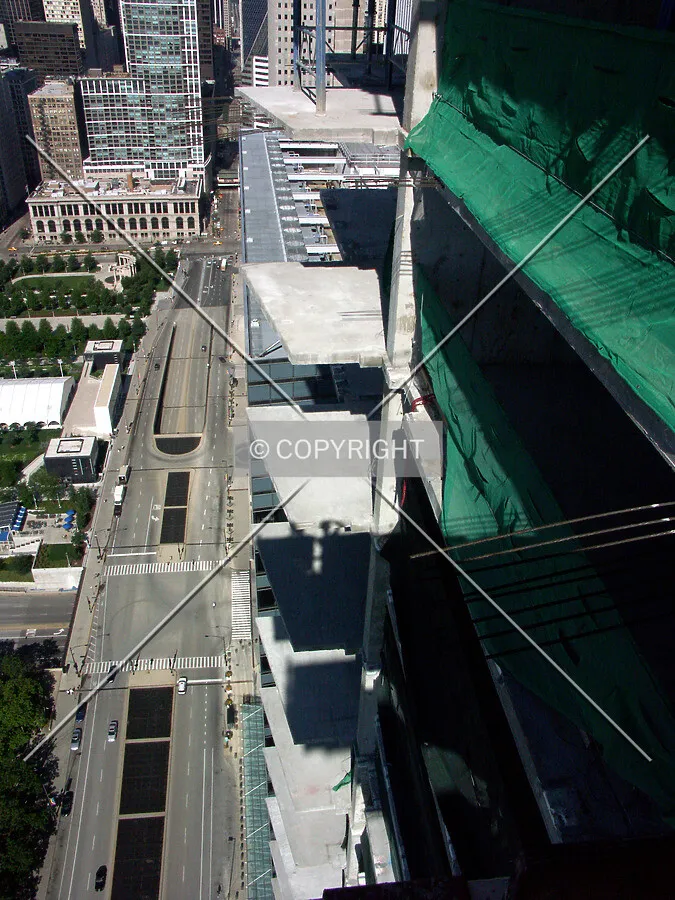Terraces on south side of building