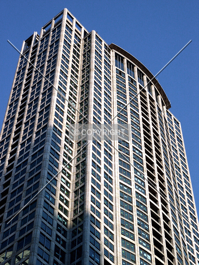 Looking up at the upper floors from the northwest