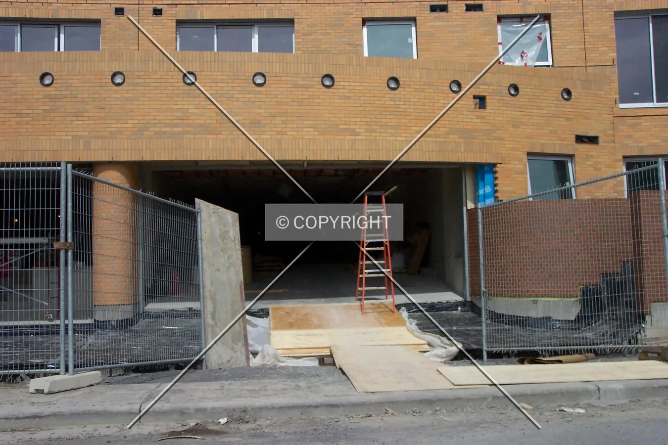 South-facing entrance to the parking garage