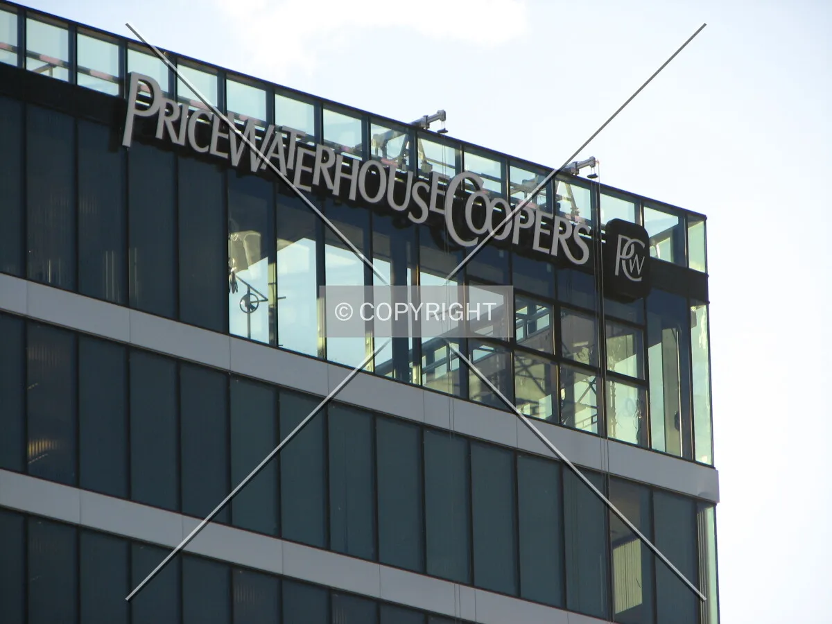 Building sign on top of west facade