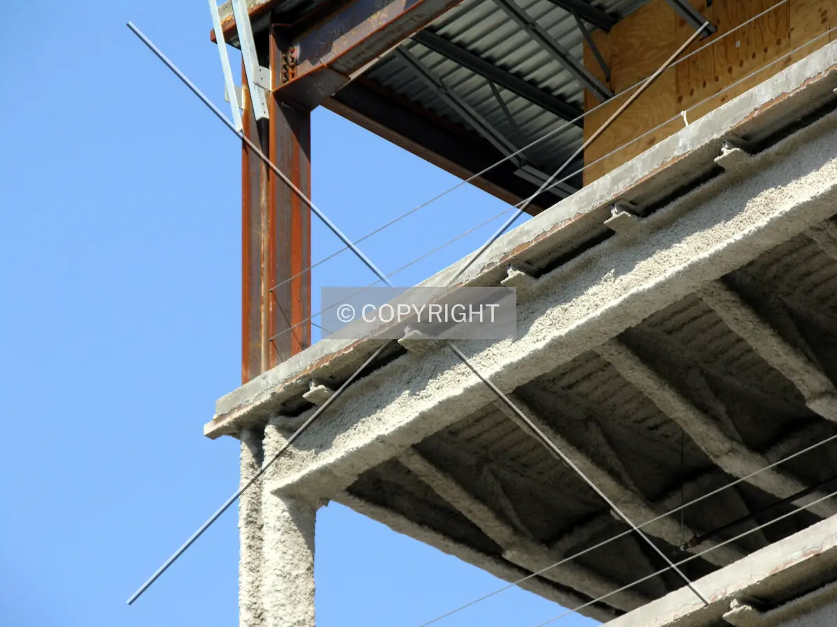 Fireproofing on the southeast corner