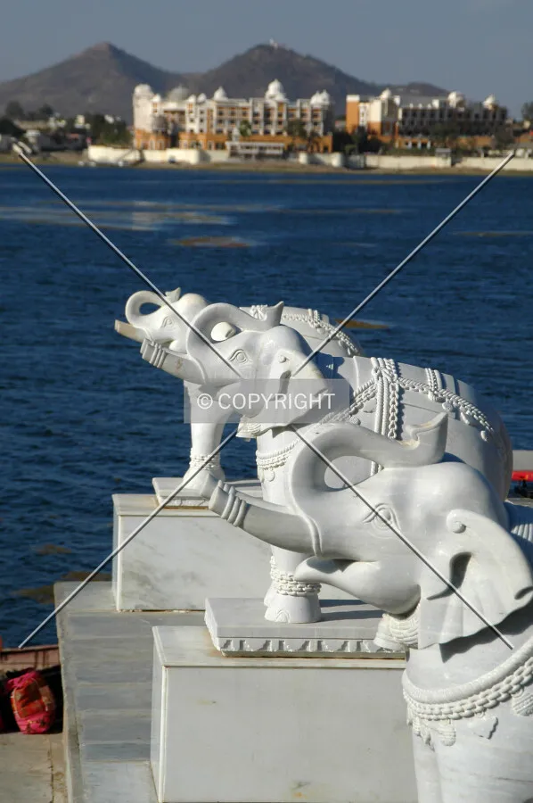 Elephant statues on the northeast corner
