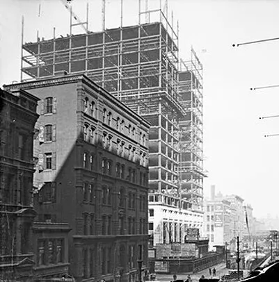 View from the northwest during construction