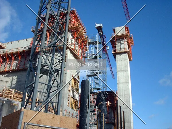 Rising elevator shafts, from 2nd Street