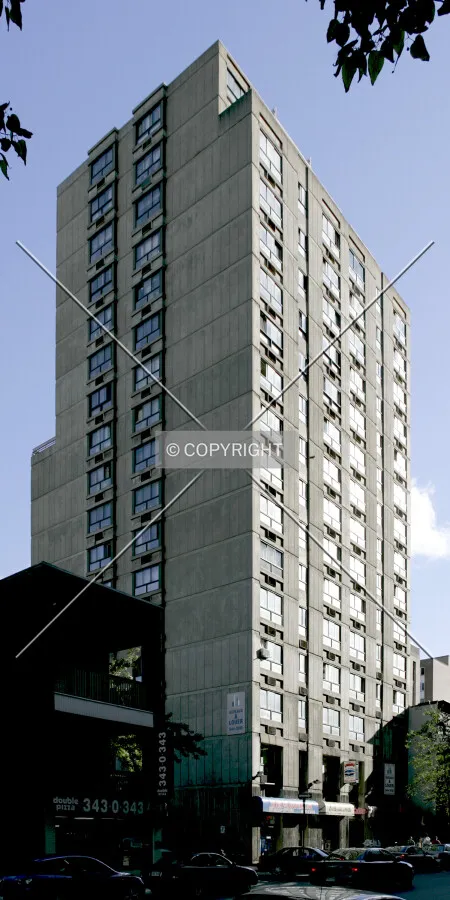Northwest elevation viewed from Boulevard de Maisonneuve Ouest