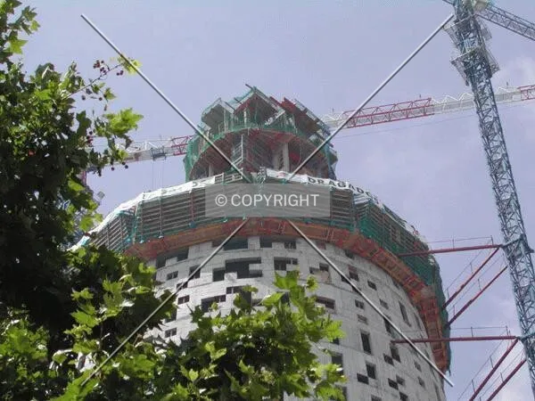 Closer view of the top of the building