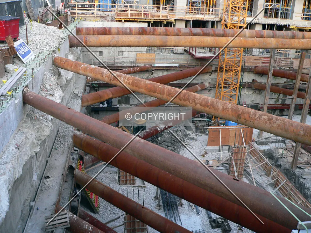 View into the excavated pit as seen from State Street