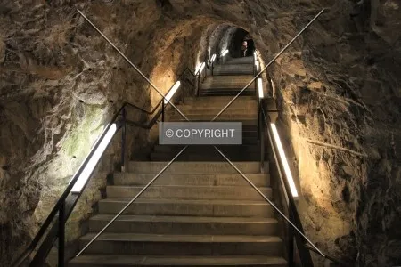 Stairway through the tunnel leading into the sanctuary