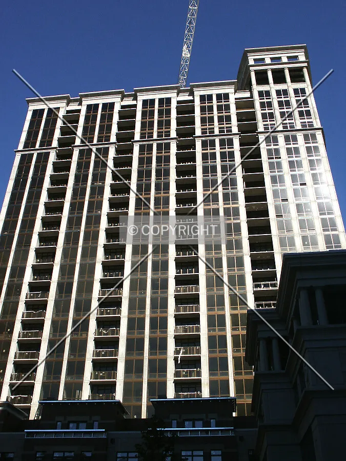 Looking up the south facade