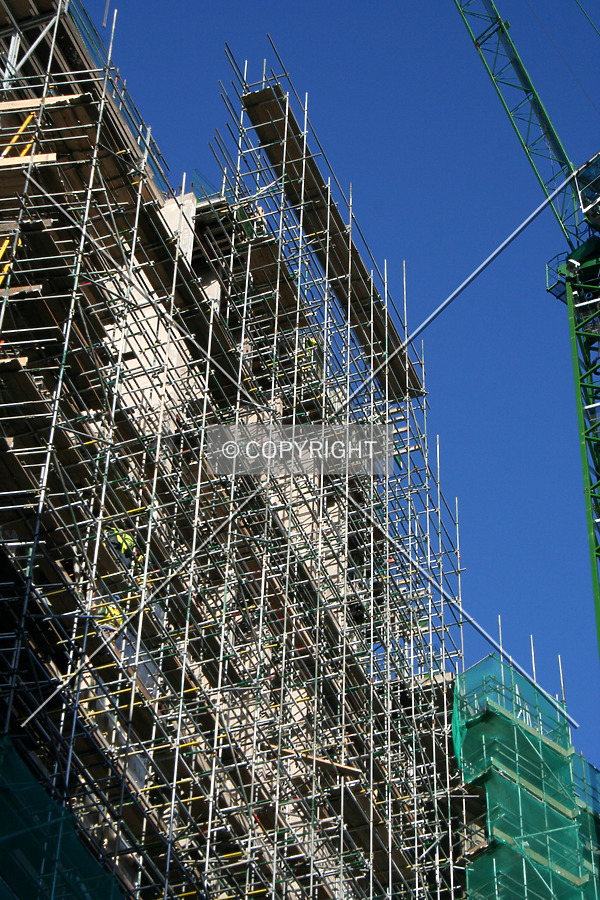 Looking up at the side of the tower