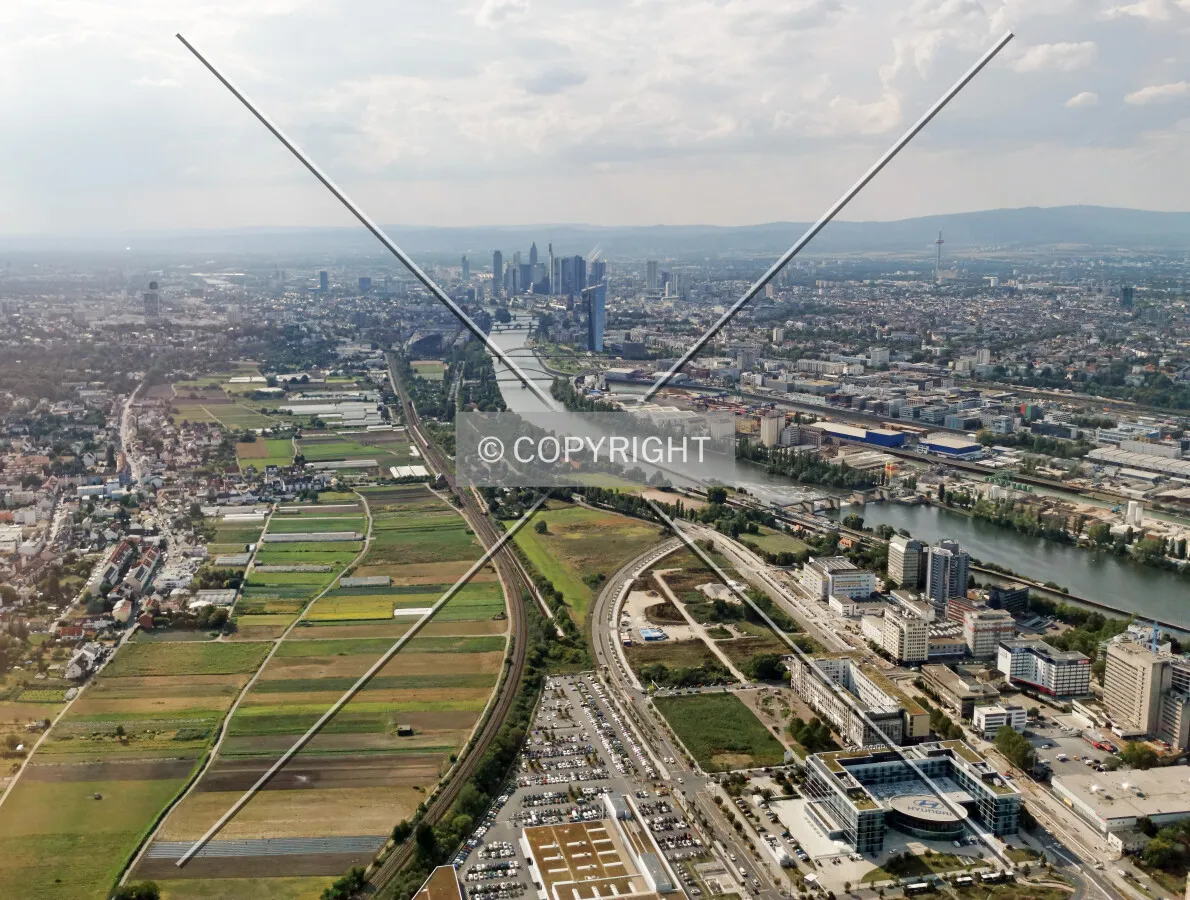 Flight with a helicopter over Frankfurt