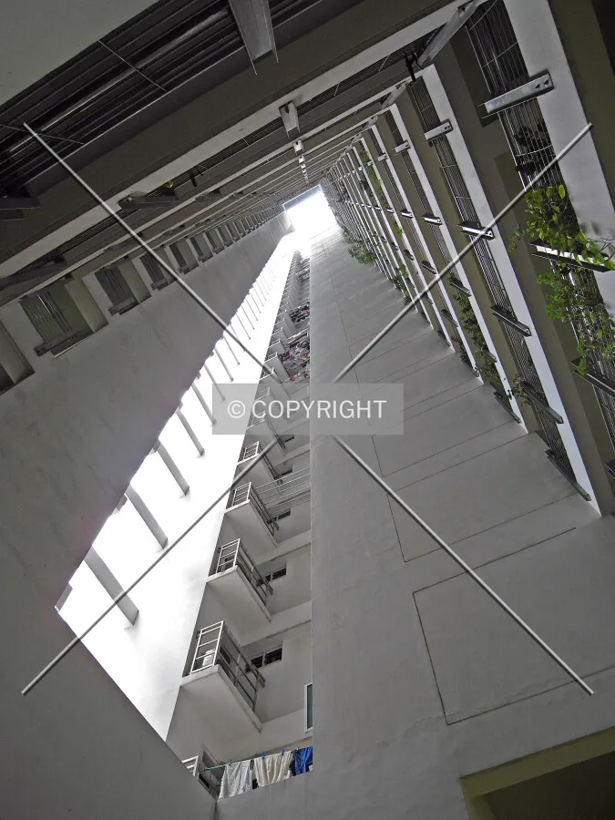 Looking up the light court from the northeast