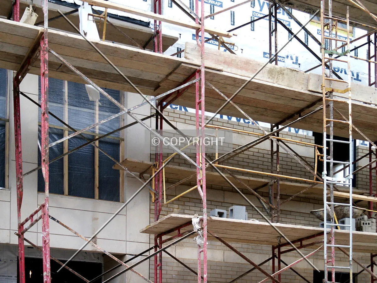 Early stage of the facade masonry