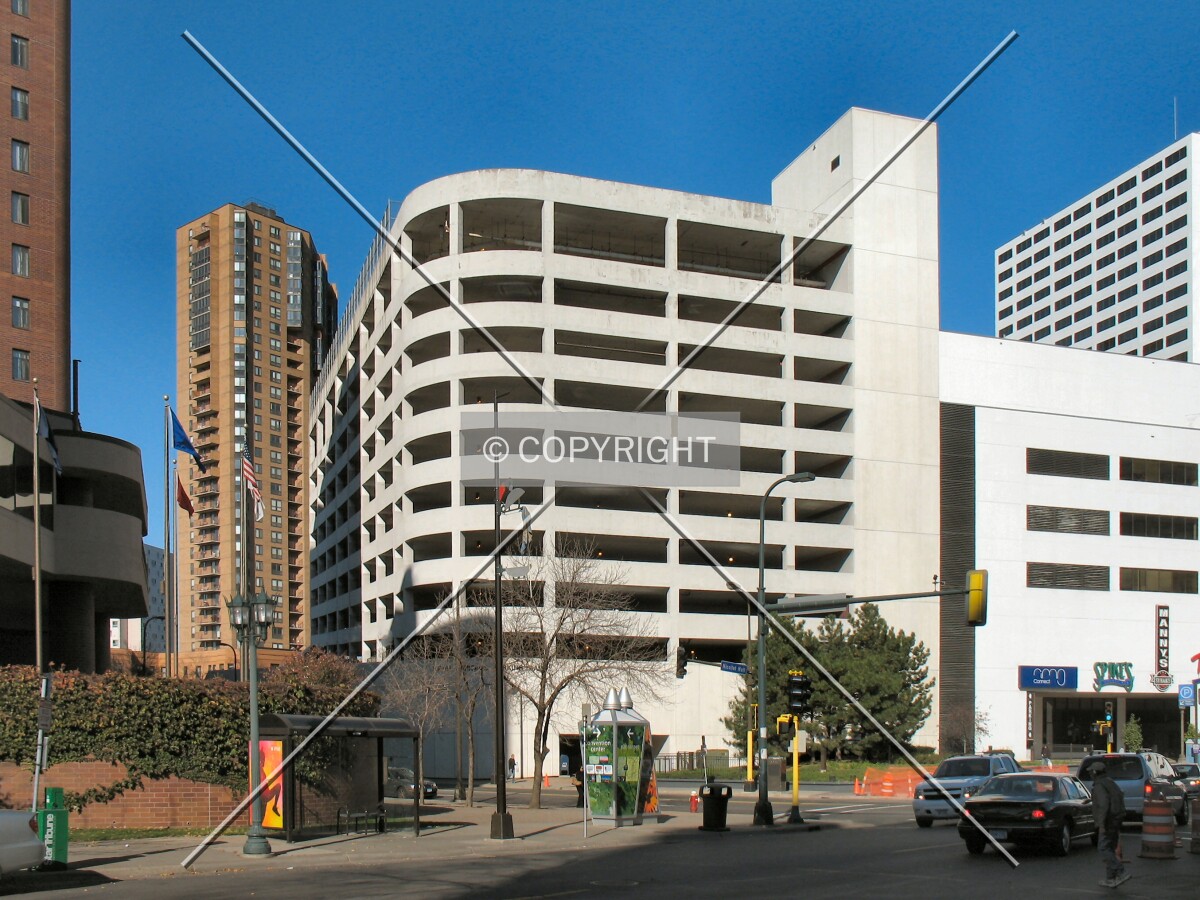 View to the northwest across Nicollet Avenue/Grant Street