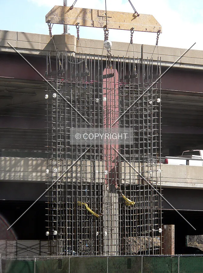 Installing a rebar cage for the slurry wall