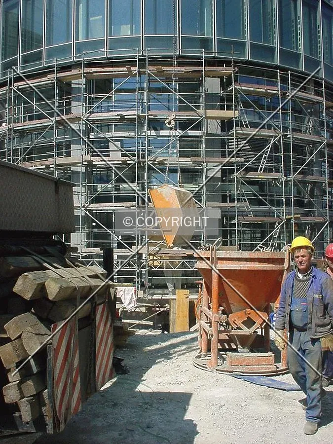 Base of the tower and construction workers