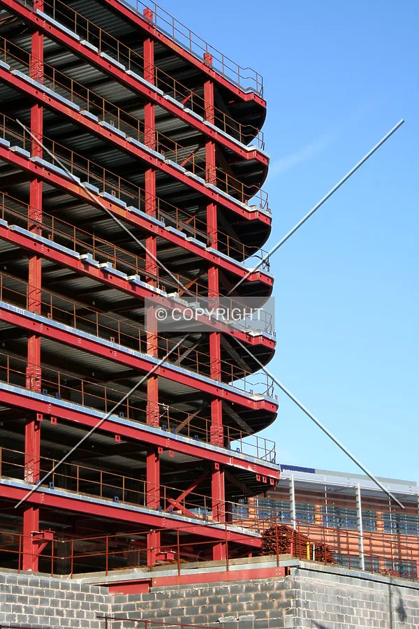 Looking up at the construction progress