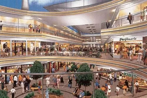 Inside view in the shopping center