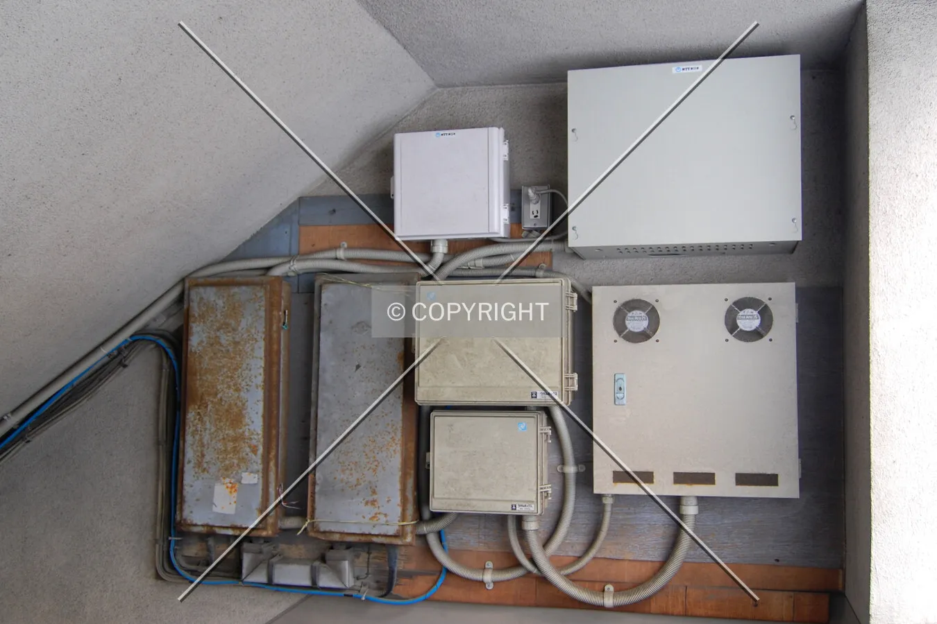 Detail of junction boxes on the stairwell