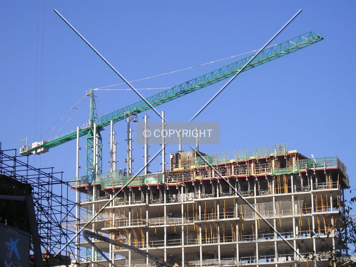 View of the upper part of the building rising