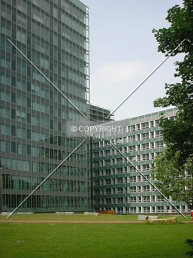 This photo shows how the tower and the low-rise wing are connected