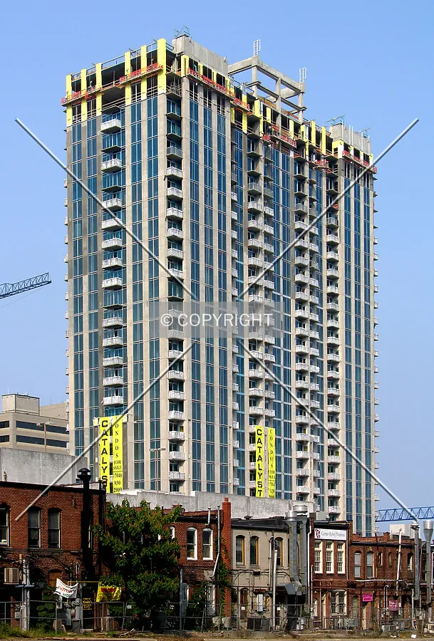 Rising from behind the Latta Arcade