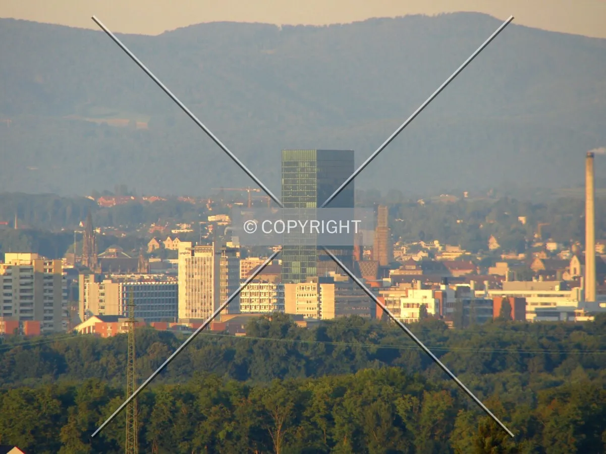 View towards downtown Basel from Lörrach on the German side of the border