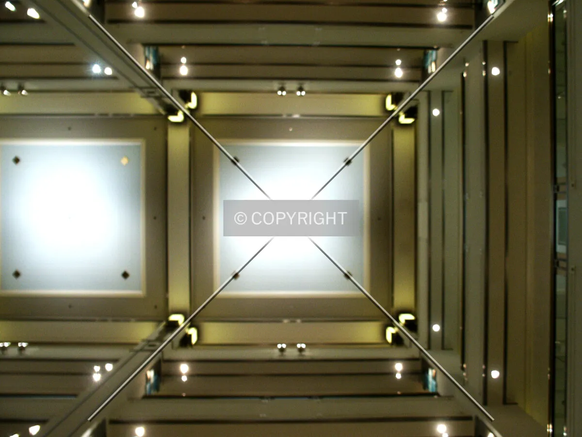 Looking up the west end of the atrium