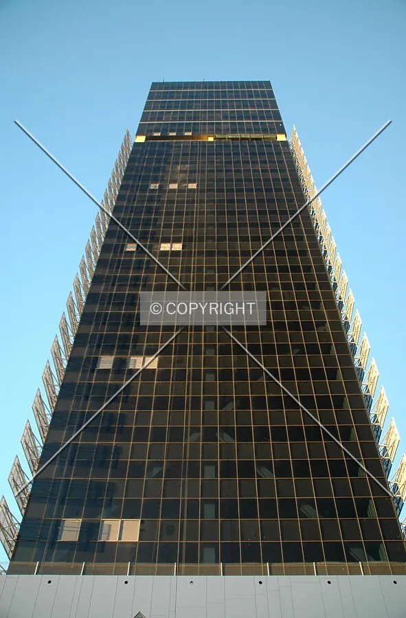 Looking up the southwest facade