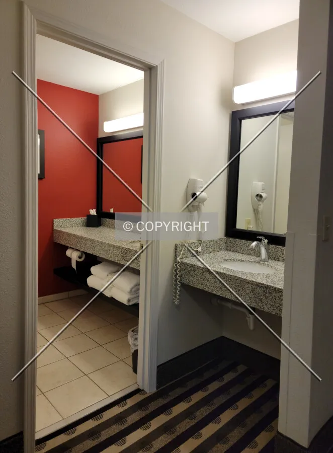 Bathroom in a guest suite; April 9, 2021