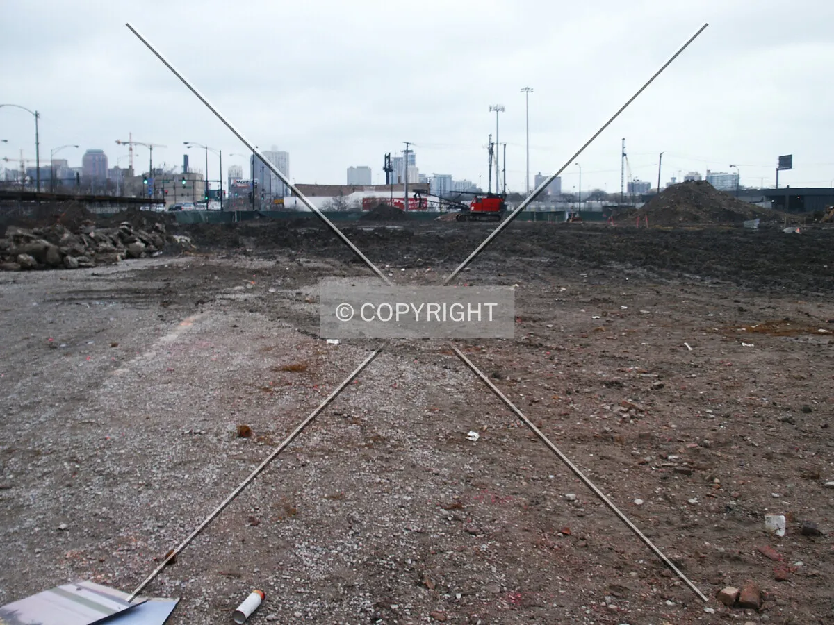 Looking east across the whole site from Halsted Street