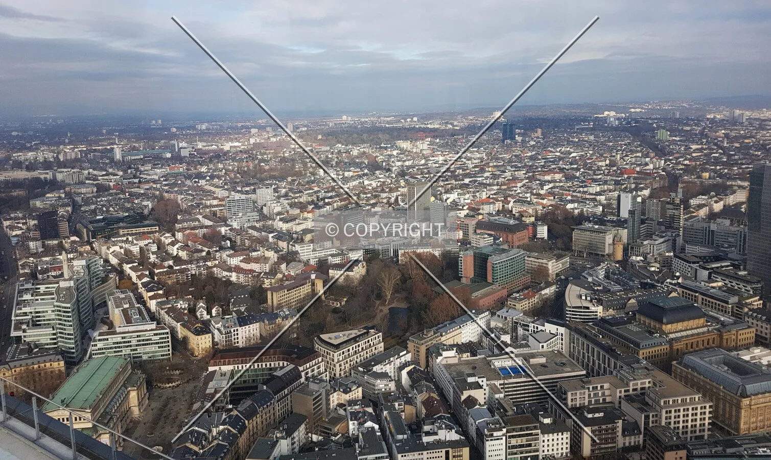 View over Frankfurt from the observation deck of MAIN TOWER
