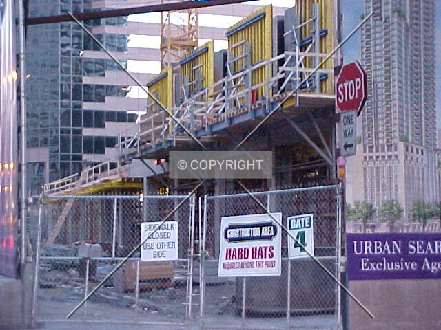 The construction entrance at the northwest corner of the project