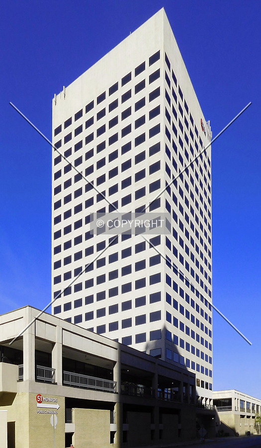 From across Monroe Place to the west