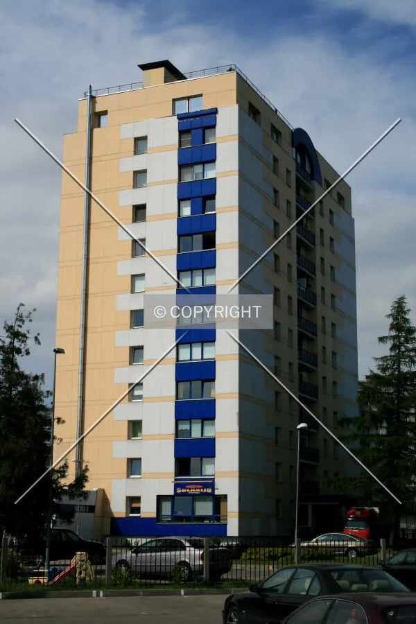 View across parking area